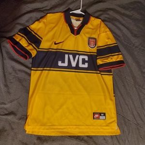 SUPER RARE ARSENAL Nike 1997-98 DENNIS BERGKAMP Away Jersey. Size Men's MEDIUM.